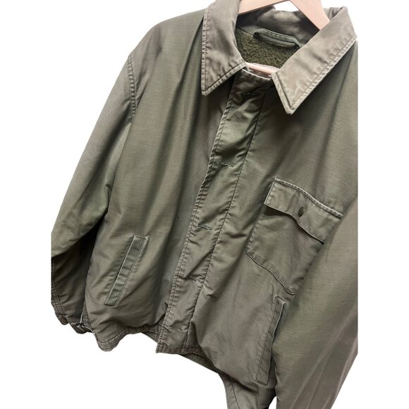 Authentic Navy Military Vintage 80's Green Fleece Lined Field Coat - Picture 1 of 8